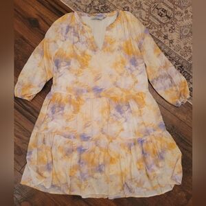 Greylin Yellow and Purple Tie-Dye Dress
